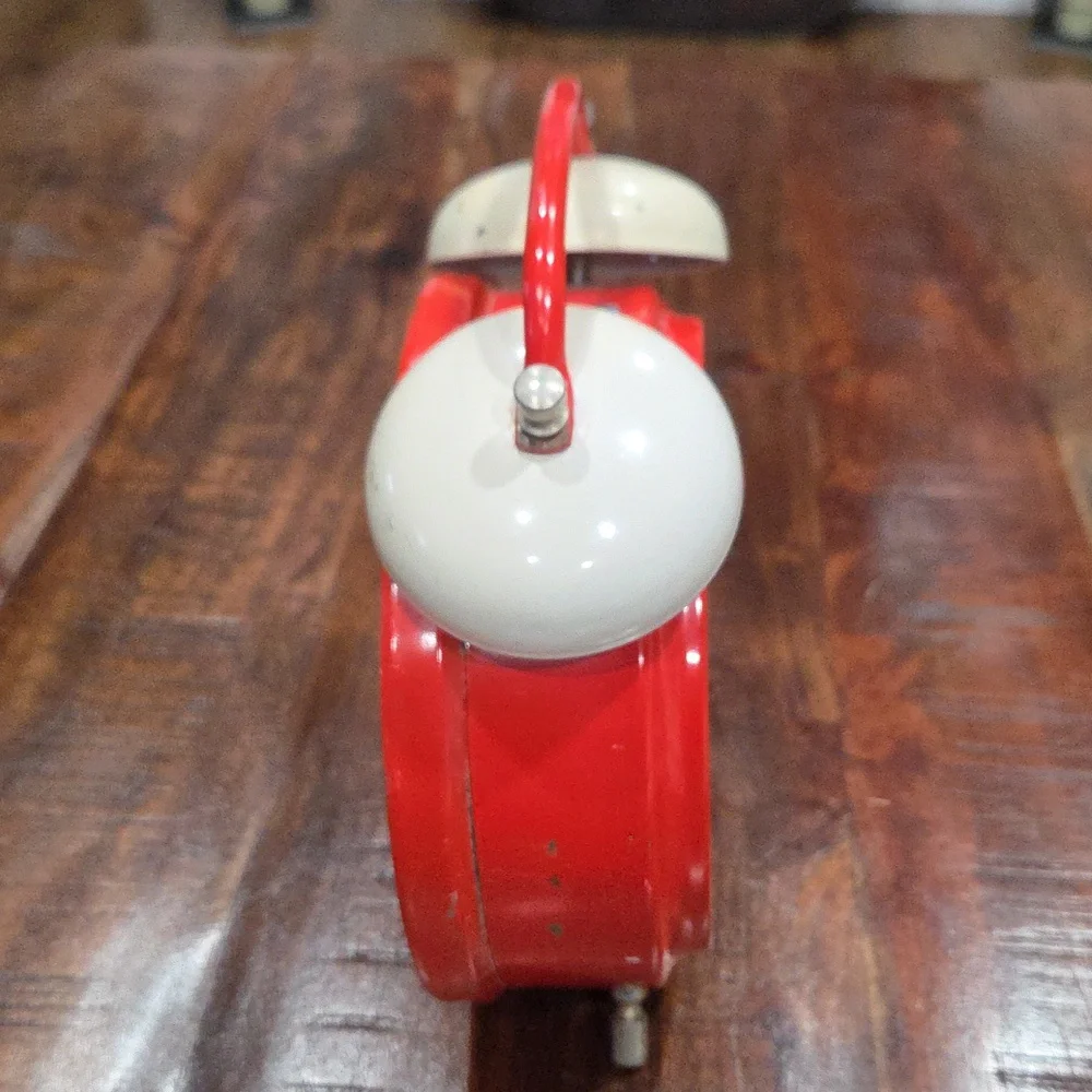 Red and White Vintage German Style Peter Alarm Clock